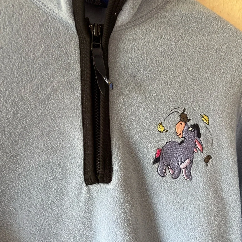 Vintage Winne the Pooh Blue and‎ Gray Quarter-Zip Fleece with Embroidered